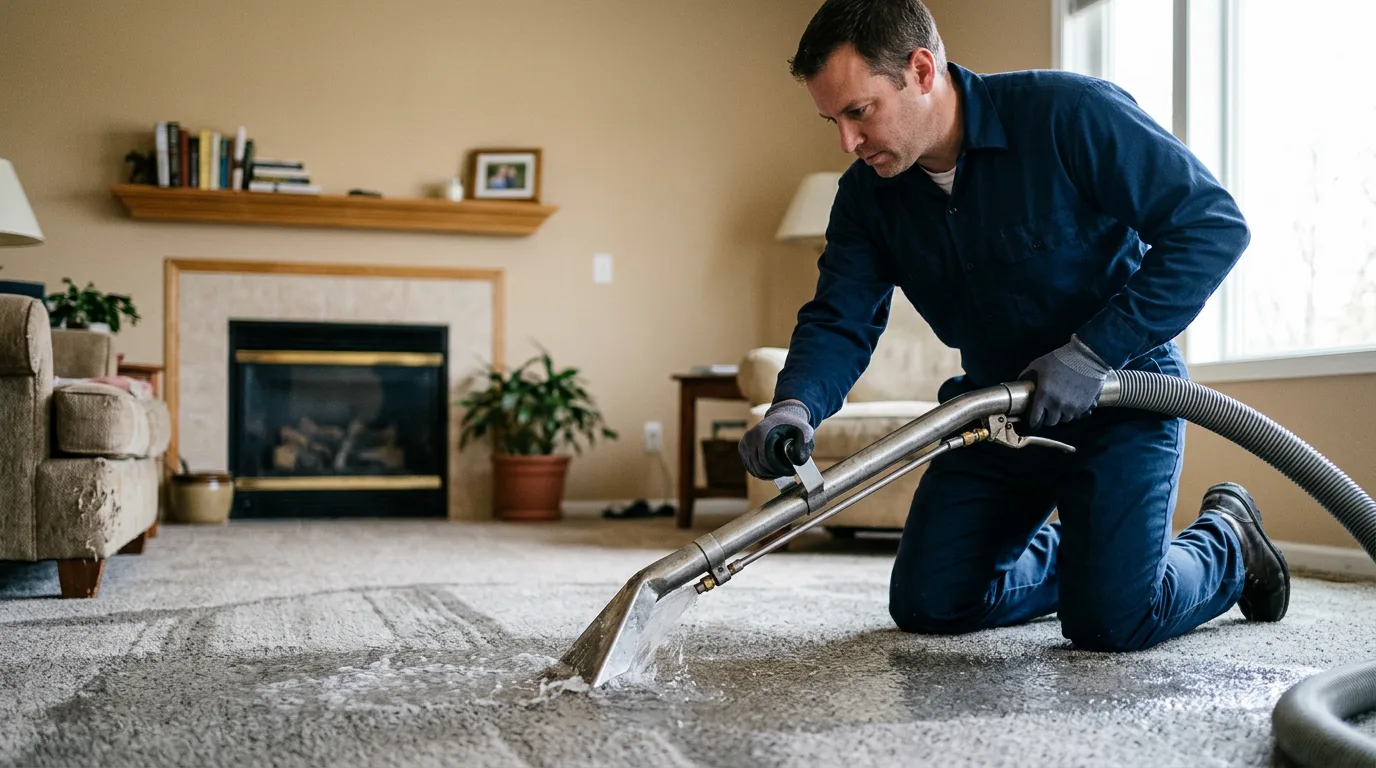 Water damage restoration technician working near Medford, OR